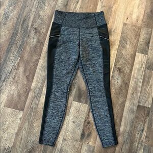Athleta grey and black leather leggings